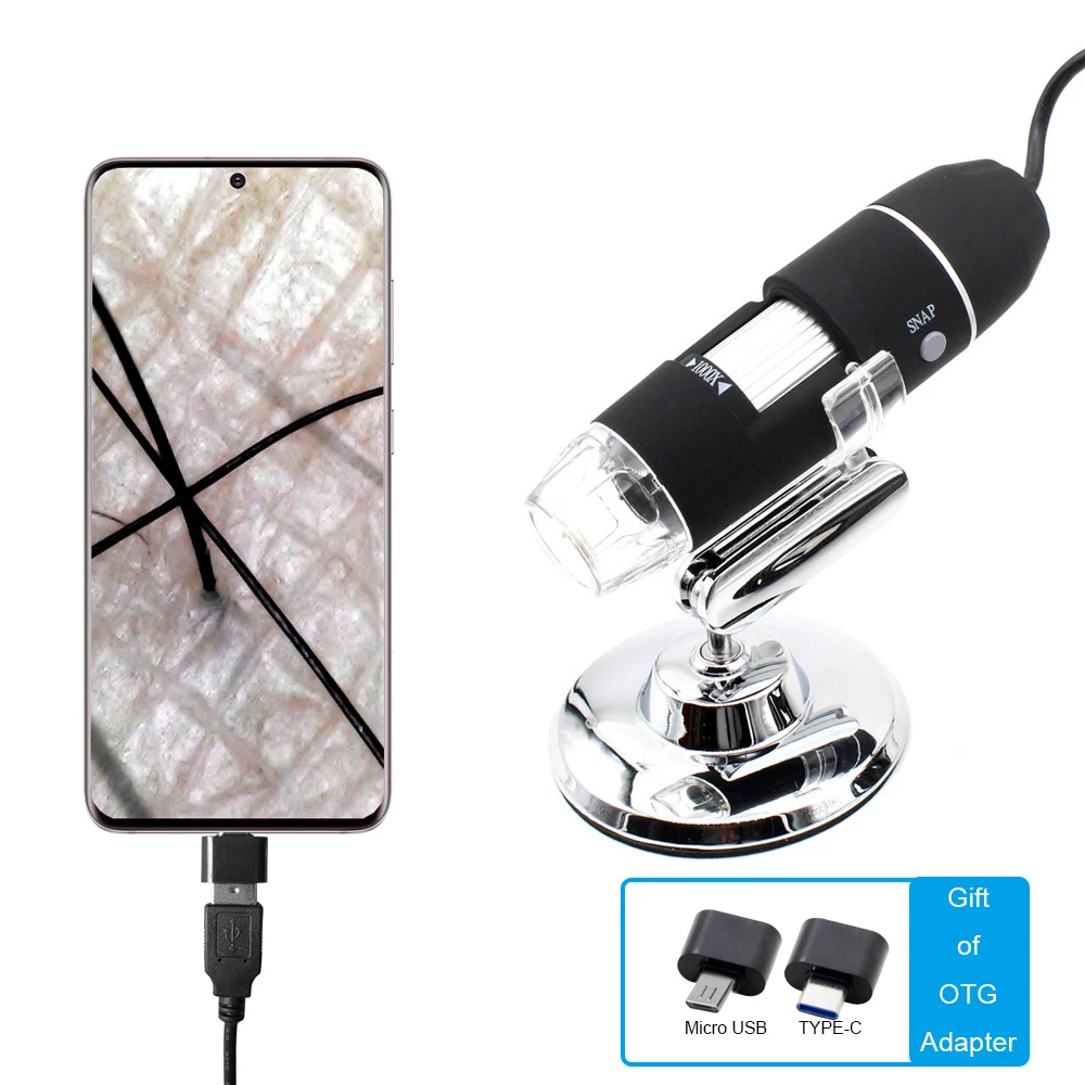 SANHOOII 1000x / 1600x LED USB Digital Microscope Endoscope Camera Microscopio for Mobile Phone Repairing Hair Skin Inspection