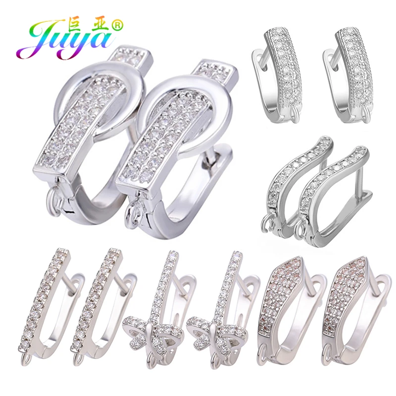 Juya DIY Gold/Silver Color Creative Basic Earwire Schwenzy Bail Earring Hooks For Ali Moda Dangle Tassel Earring Making Material
