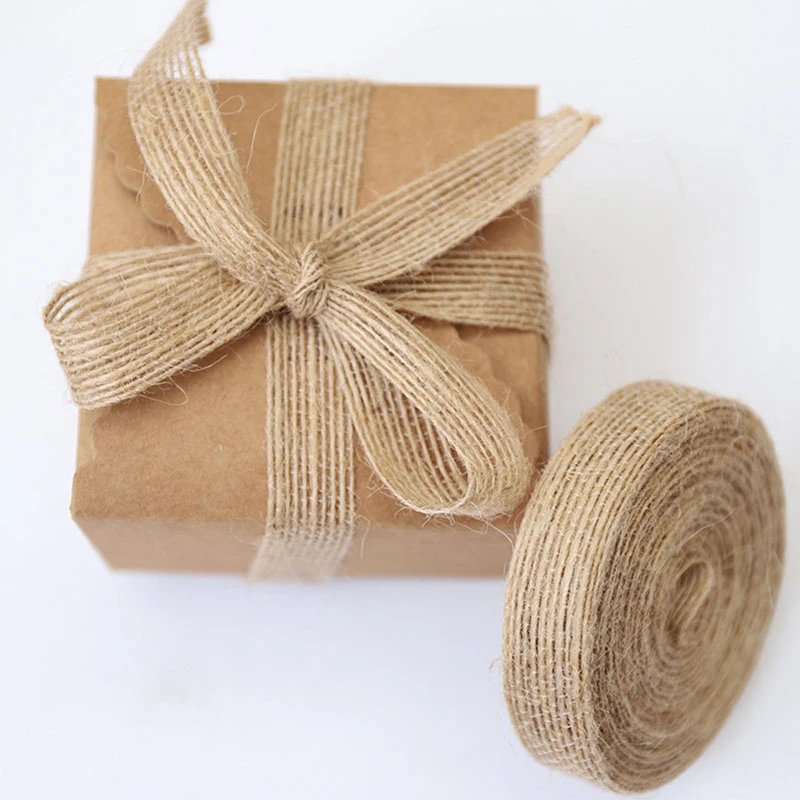 5m Natural Hemp Rope Ribbon Line Trim Tape Roll Burlap Line Tape Roll Ribbon Vintage Rustic Wedding Party Decoration Supplies