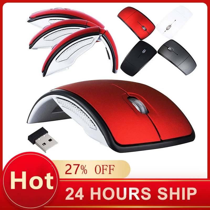 Arc 2.4G Wireless Folding Mouse Cordless Mice USB Foldable Receivers Games Computer Laptop Accessory