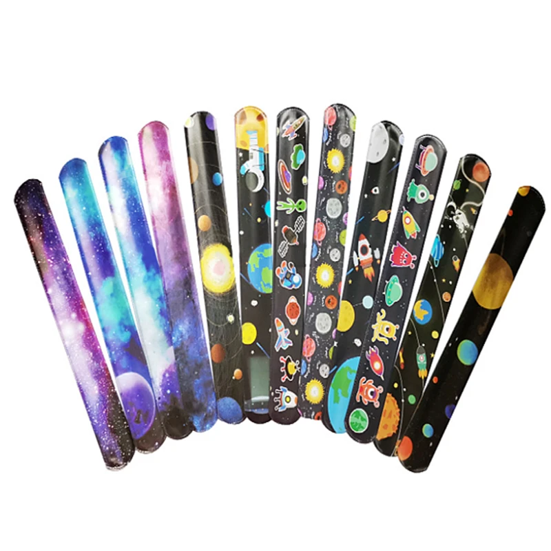 Novel Starry Sky Slap Bracelets Toy Universe Planet Party Space Alien Theme Parti  Kids One 1st Birthday Party Boy Favor Gifts