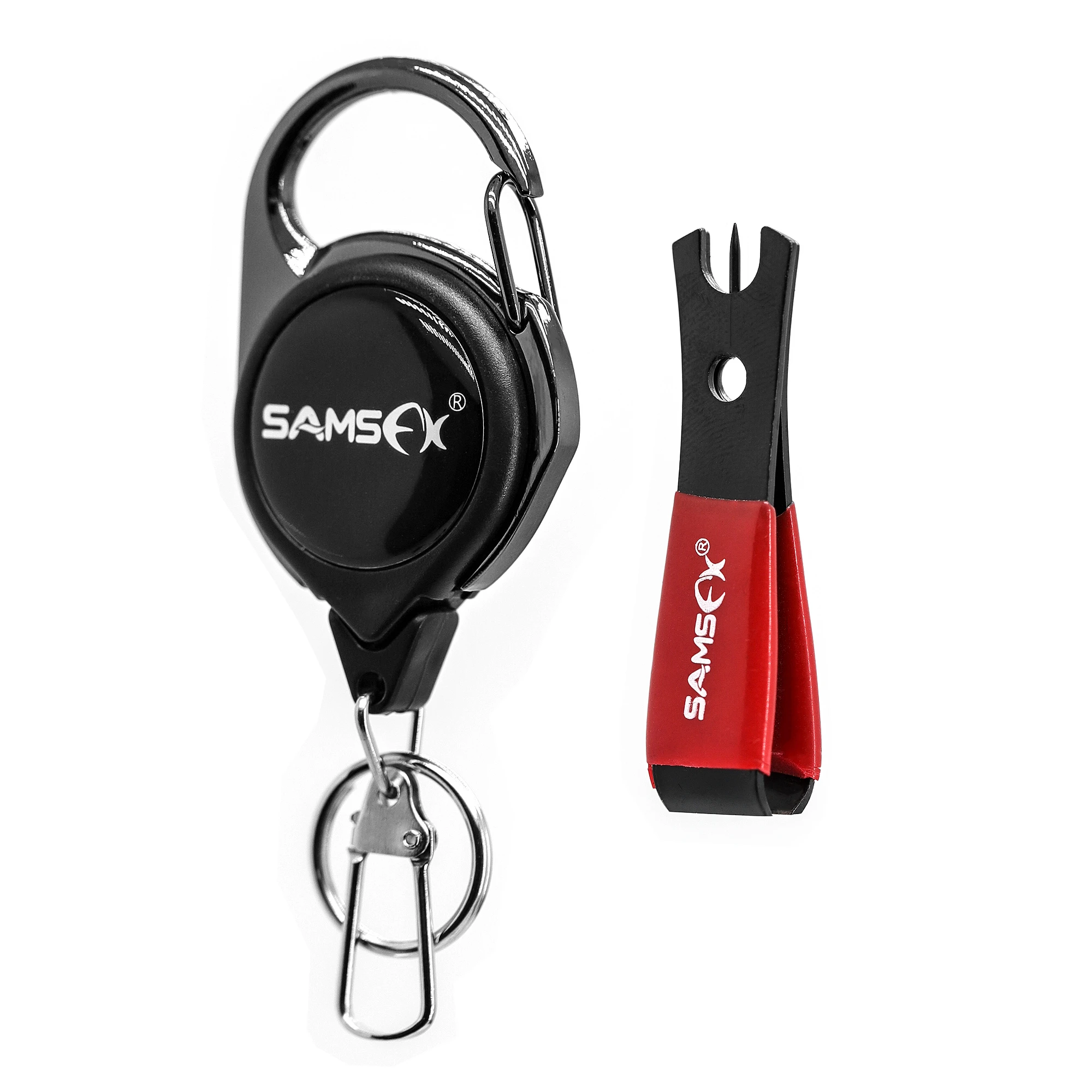 SAMSFX Snips and Badge Holder Trimming Line Cutter Clipper Scissors Fly Fishing Nippers with Zinger Retractors Kit