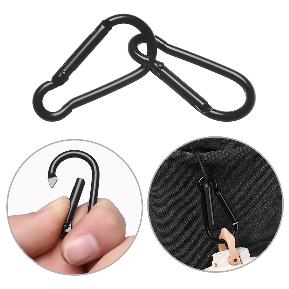 Black Aluminum Alloy D Carabiner Outdoor Spring Snap Clip Water Bottle Hooks Keychain Quickdraws For clothing bag
