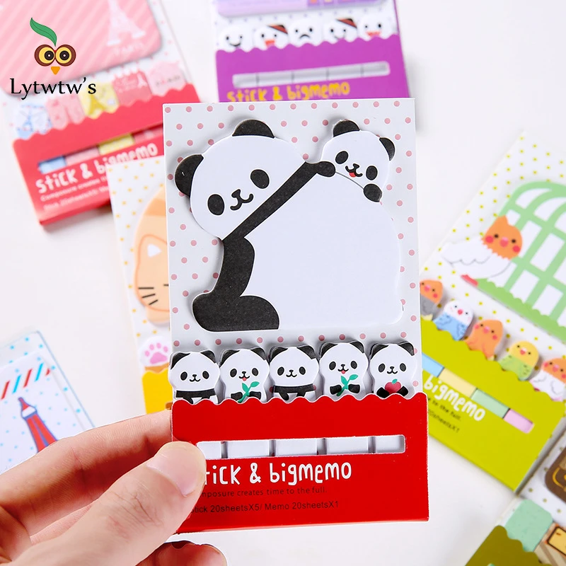 1 Pieces Lytwtw's Lovely Animal Cat Panda Tower Sticky Notes Memo Pad Paper School Supplies Planner Stickers Stationery