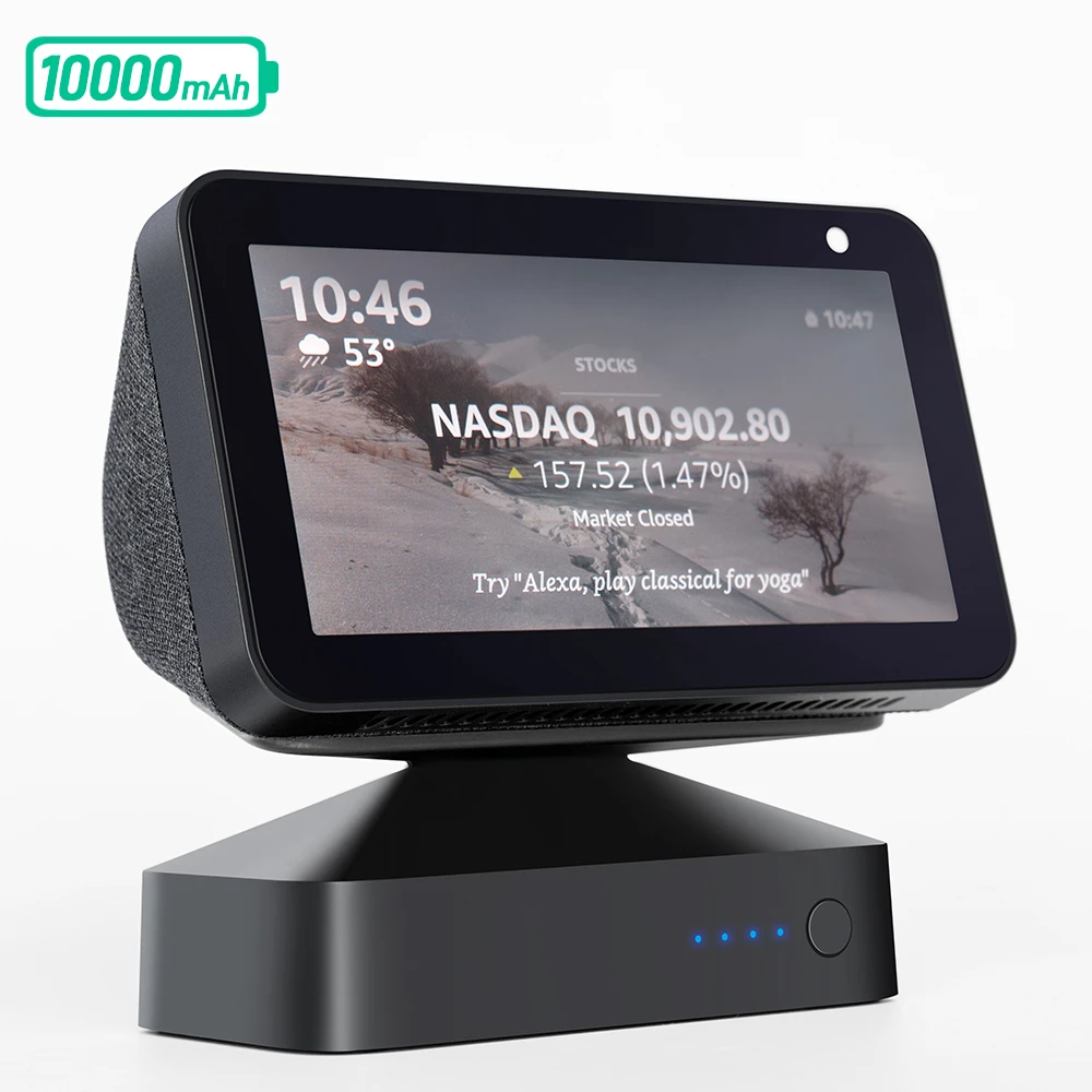 GGMM ES5 10000mAh Battery Base for Echo Show 5 Amazon Alexa Adjustable Mount Stand Portable Battery 9.5H Play for All-New Show 5
