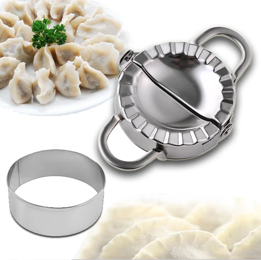 2Pcs/Set Dumpling Maker Stainless Steel Dough Cutter Eco Friendly Pie Ravioli Dumpling Mold Dough Press Pastry Accessories