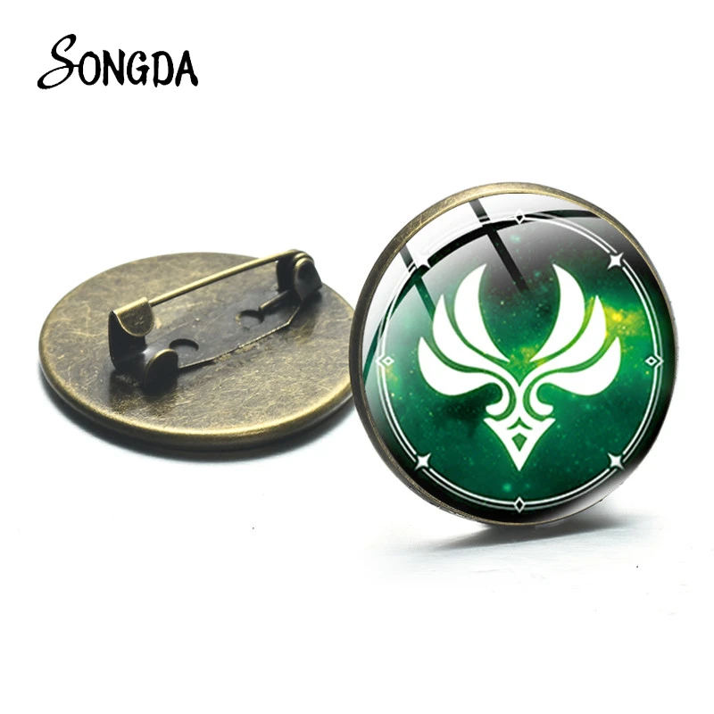 Anime Genshin Impact Brooch Pin Punk Style Bronze Color Art Photo Handmade Badge For Clothes Backpack Jewelry Gift Accessories