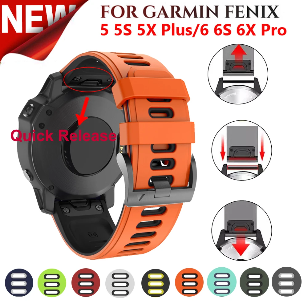 26 22mm Silicone Watchband for Garmin Fenix 6X 6 6s 5X 5 5S 3HR Forerunner 935 Quick Release Easyfit Wrist Band Straps bracelet