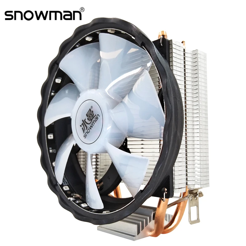 SNOWMAN 2 Heat Pipes CPU Cooler RGB 120mm PWM 4Pin i5 PC quiet for Intel LGA 2011 775 1150 1151 1155 AMD AM4 AM3 CPU Cooling Fan