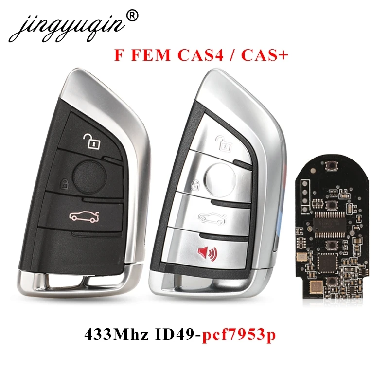 jingyuqin Smart 3/4 buttons 433MHz PCF7953P Car Remote Key Keyless Entry fob for BMW F FEM CAS4 CAS4+ 5 7 Series X5 X6 Black PCB