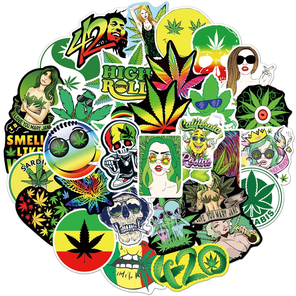 10/30/50PCS Funny Characters Leaves Weed Smoking Graffiti Stickers DIY Bike Travel Luggage Guitar Laptop Cool Sticker Kid Toys