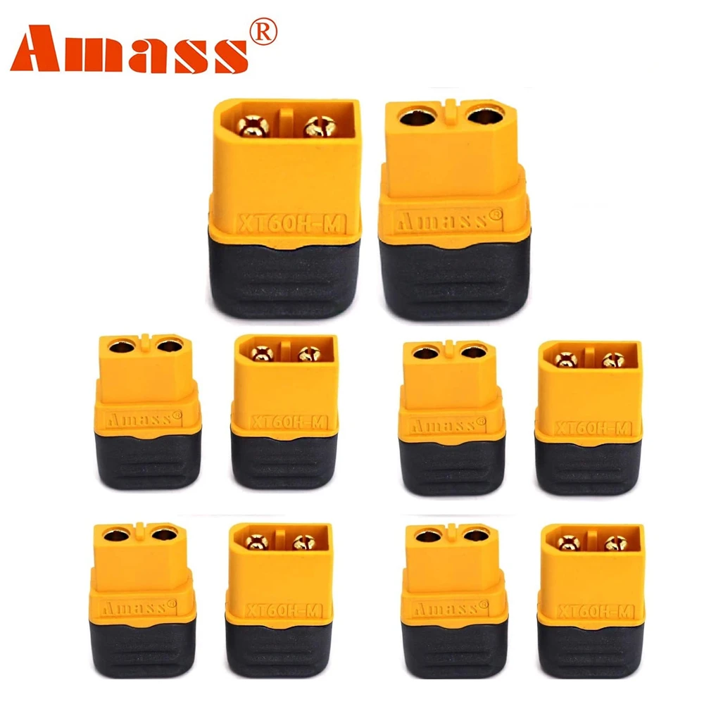 10pcs Amass XT60H+ XT60 connector with cover protection Male Female Power Plug with Sheath for Lipo Battery RC Planes Cars