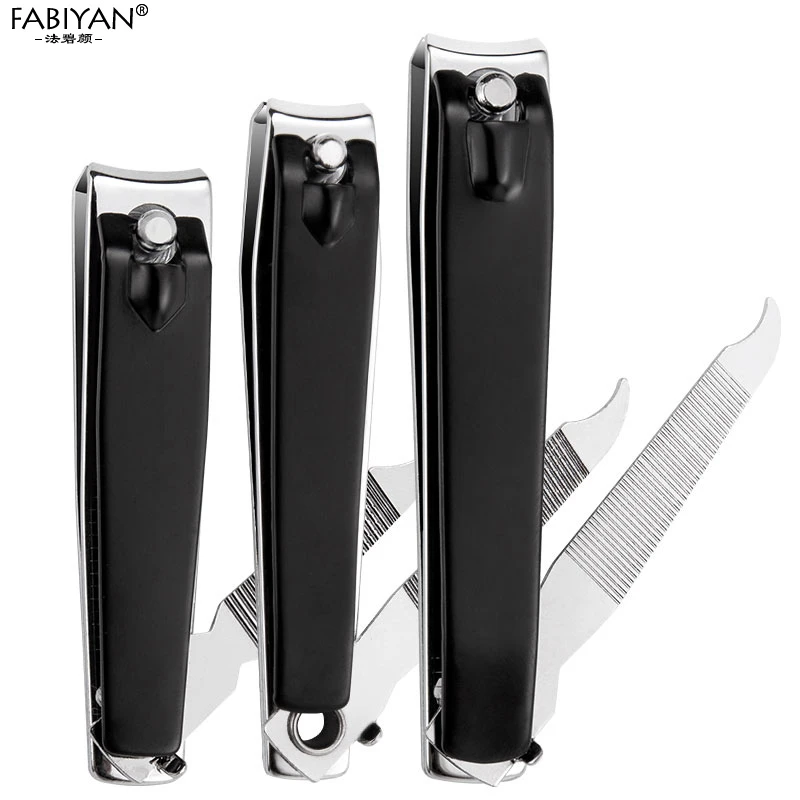 Stainless Steel Nail Art Clippers Manicure Files Cutter Nipper Machine Knife Fingernail Toenail Trimmer Care Tool Black