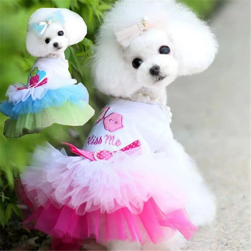 Cute Puppy's Cotton Princess Dress besides Multiple Sizes And All Seasons Comfortable For Small Lovely Dog Pets