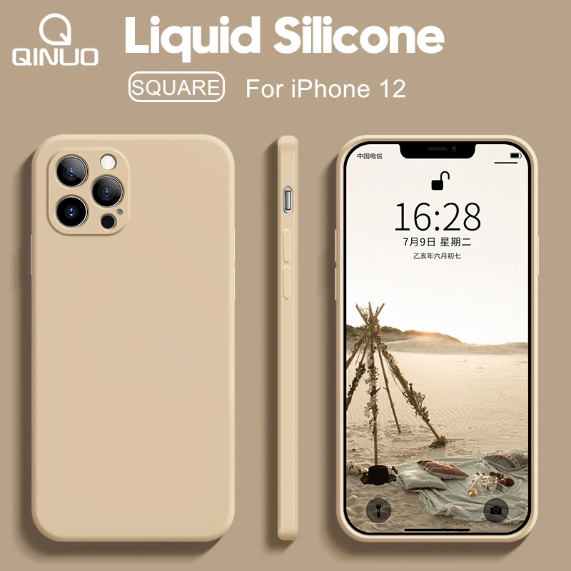 Luxury Original Square Liquid Silicone Phone Case For iPhone 13 12 11 Pro Max 12 Mini X XR XS Max 6 6S 7 8 Plus Thin Soft Cover