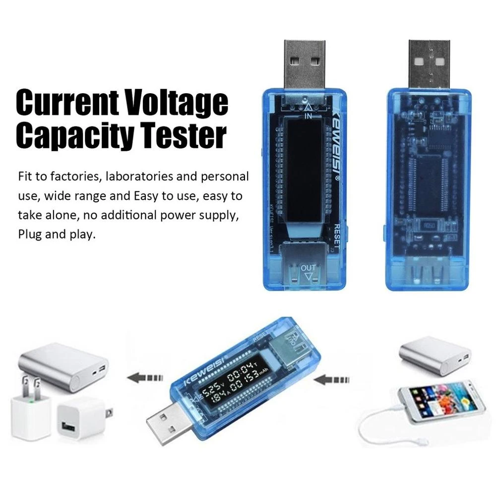 LCD USB Detector USB Volt Current Voltage Doctor Charger Capacity Plug Play Power Bank Tester Meter Digital Voltmeter Ammeter