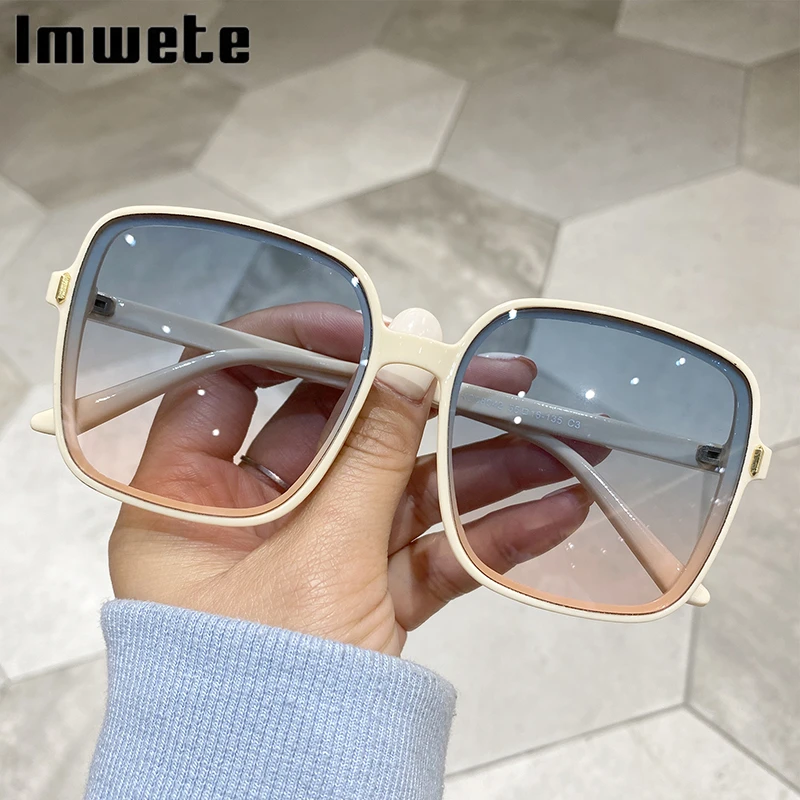 Imwete Oversized Sunglasses Women Luxury Designer Vintage Square Sun Glasses Classic Eyewear for Lady UV400 Big Frame