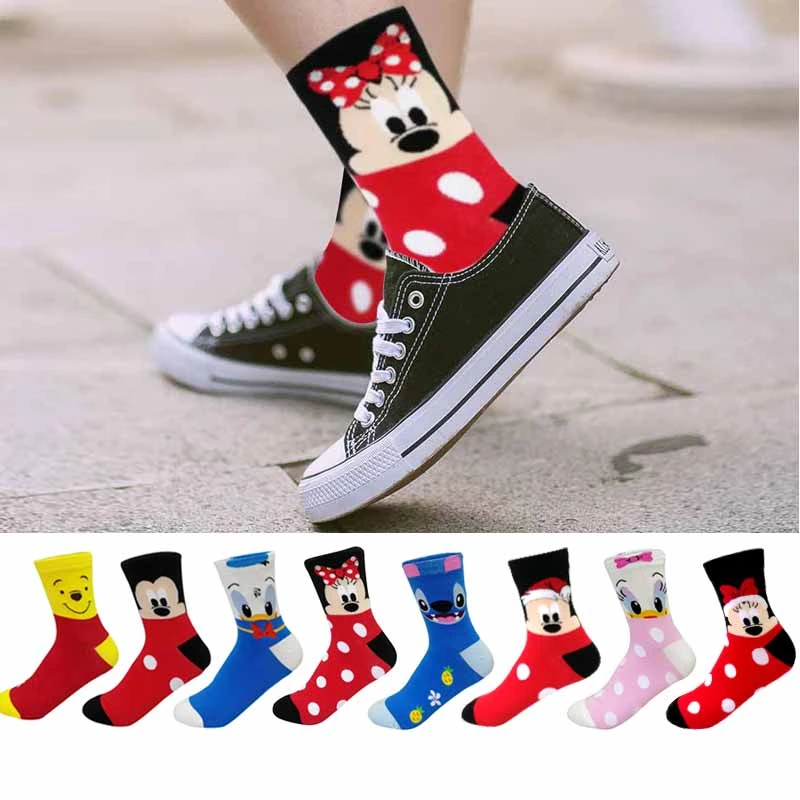Fashion Casual women socks Cartoon socks Animal Mickey Donald Duck Christmas socks Funny Cotton Cute Girl socks Dropship