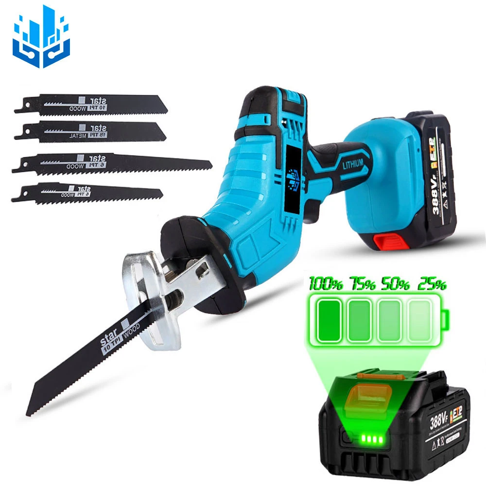 18V Cordless Reciprocating Saw Portable Replacement Electric Saw for Makita 18V Battery with Lithium Battery Mini Table Saw