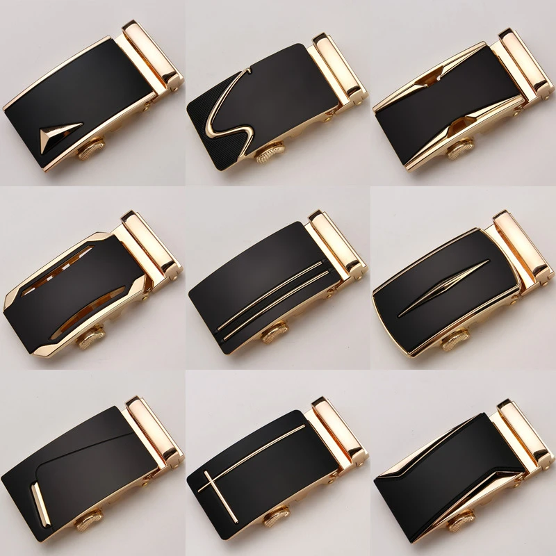 Fashion Luxury Glod Alloy Automatic Pu Belt Buckles for Men's Leather Waist Belts for Men Pants Belt Buckles 3.5cm Mens Belt