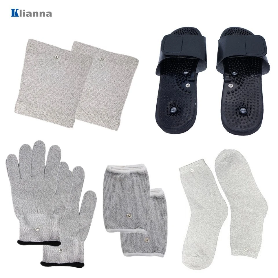 Conductive Silver Fiber Body Massager Kneepads Socks Slippers EMS Tens Machine Electrotherapy Acupuncture Electrode Pads Relax