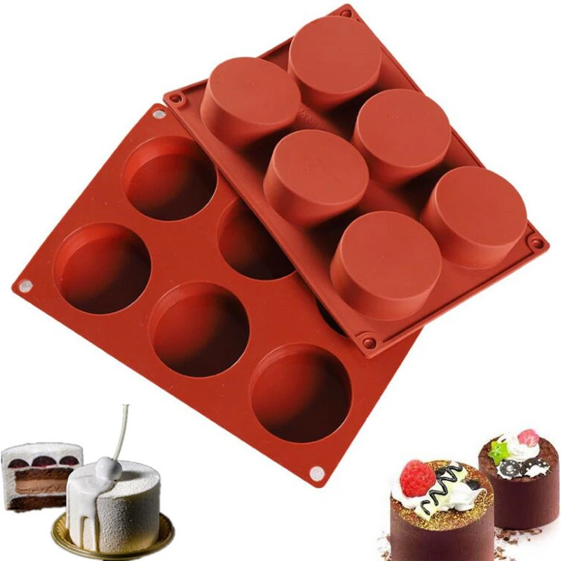 6 Holes Round Silicone Mold Cake Pastry Baking Molds Jelly Pudding Soap Form Ice Cake Decoration Tool Disc Bread Biscuit Mould