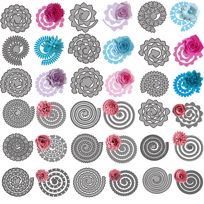 3D Spiral Flower Garland Metal Cutting Dies for DIY Scrapbooking Album Decorative Crafts Embossing Paper Cards Making 2021 New