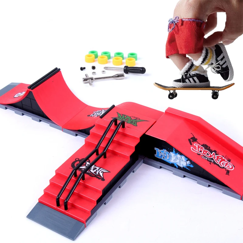 Finger Skateboards Skate Set Toy Skate Park Ramp Set Parts for Tech Practice Deck Funny Interior Extreme Sport Fingers Training