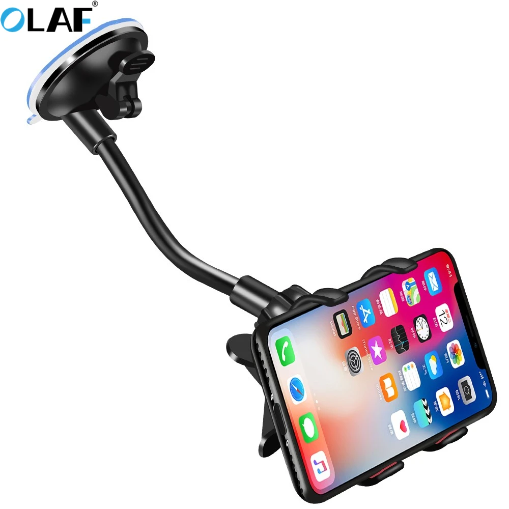Car Phone Holder 360 Degree Rotate Mobile Phone Stand Car Mount For iphone 11 Pro XS X Windshield Long Arm Clip Phone Car Holder