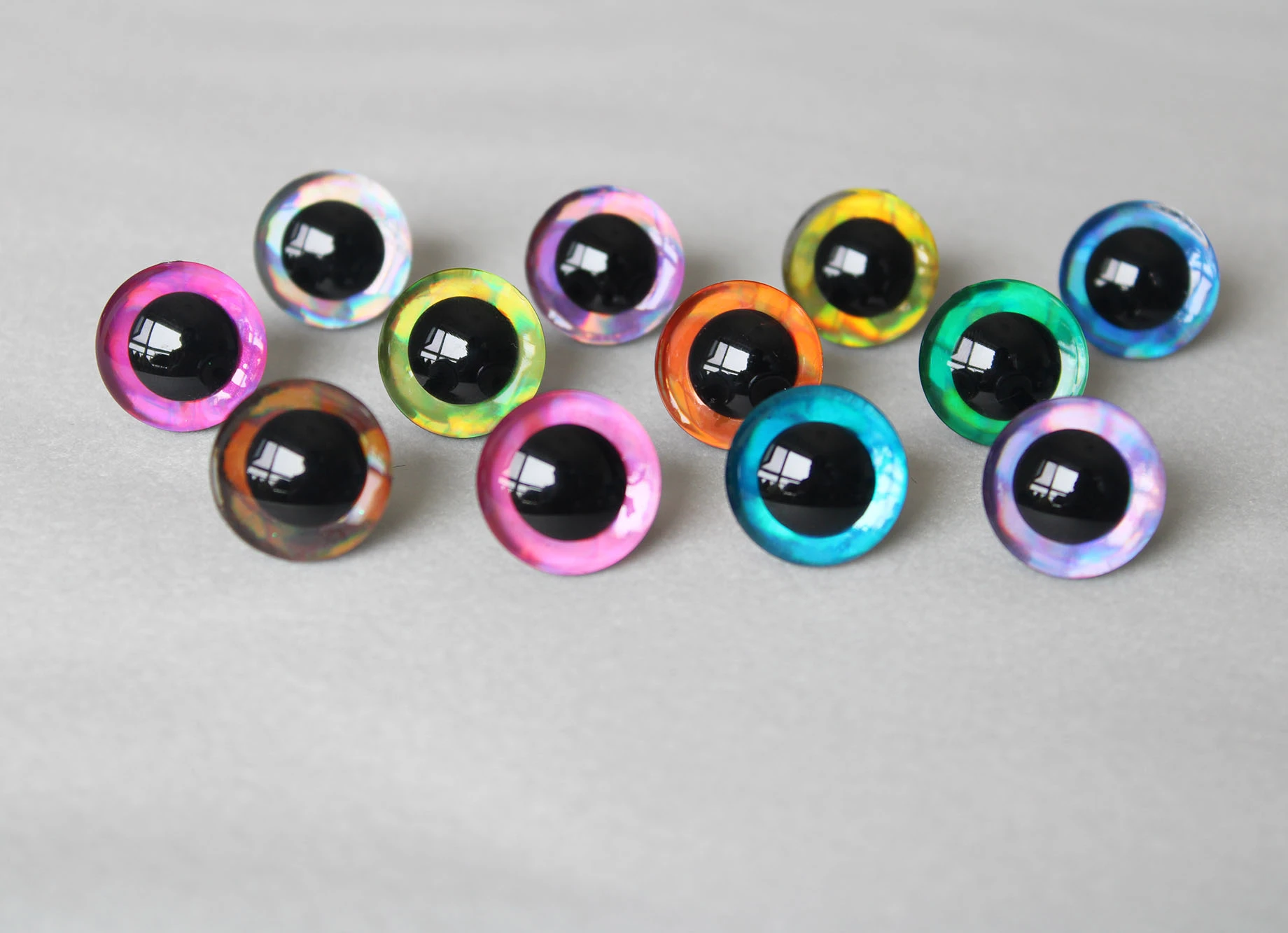 20pcs  12kinds colors 14mm 16mm 18mm 20mm 25mm 30mm 35mm Trapezoid toy eyes 3D COLORFUL SAFETY DOLL EYES FOR DIY CRAFT--D12