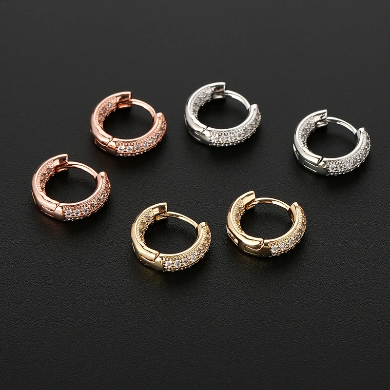 Small Hoop Cartilage Earring Micro-set Zircon Geometric Earrings Piercing Jewelry 10mm Inside Charming Huggies For Lady Girls
