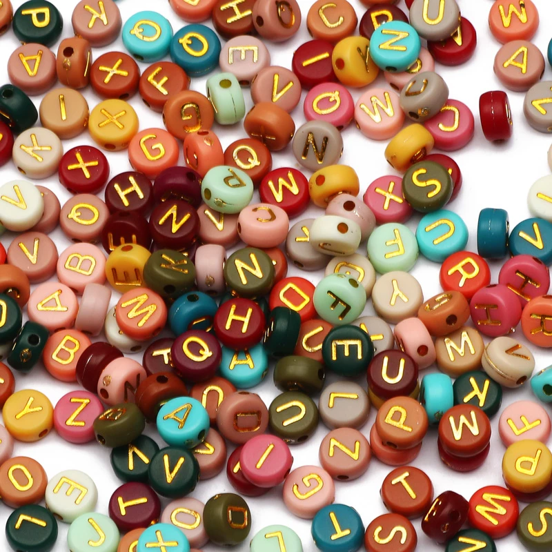 Mixed Letter Acrylic Beads Round Flat Loose Spacer Alphabet Beads For Jewelry Making Handmade Diy Bracelet Necklace Accessories