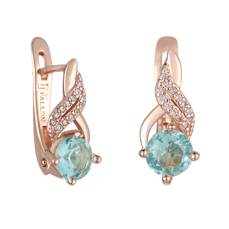 7 Style Women 585 Rose Gold Color Light Blue Stone Fashion Earrings Jewelry