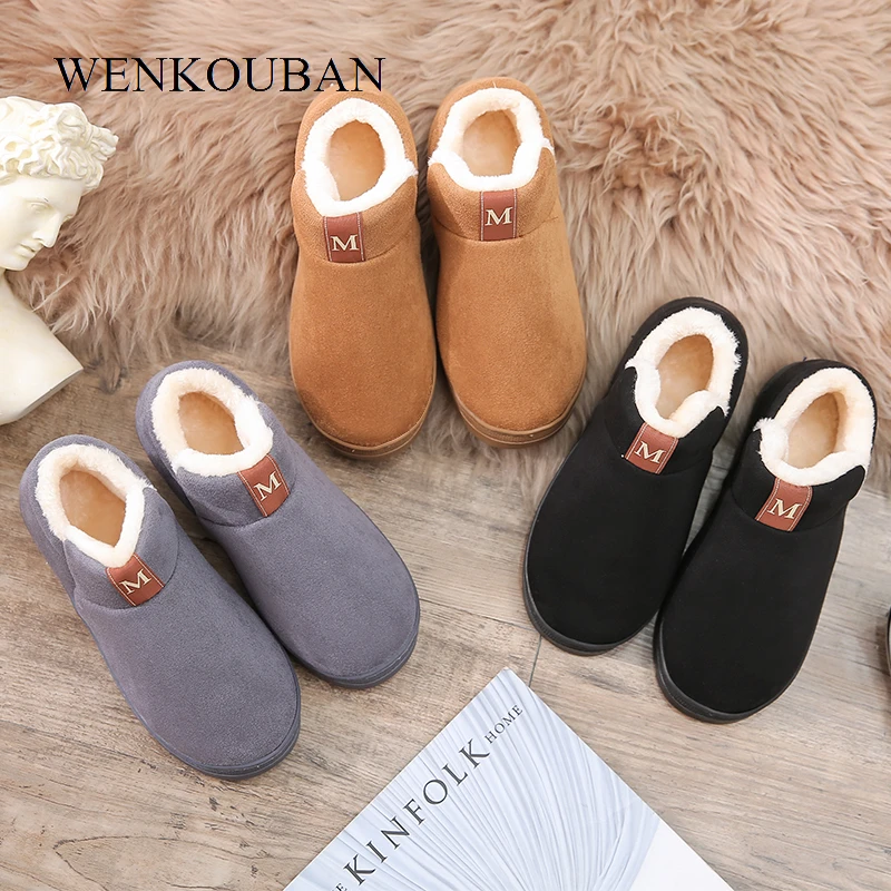 Slippers For Women Furry Slides Warm Winter Home Slippers Indoor Flats Shoes Ladies Furry Plush Couple Slippers Pantuflas Mujer