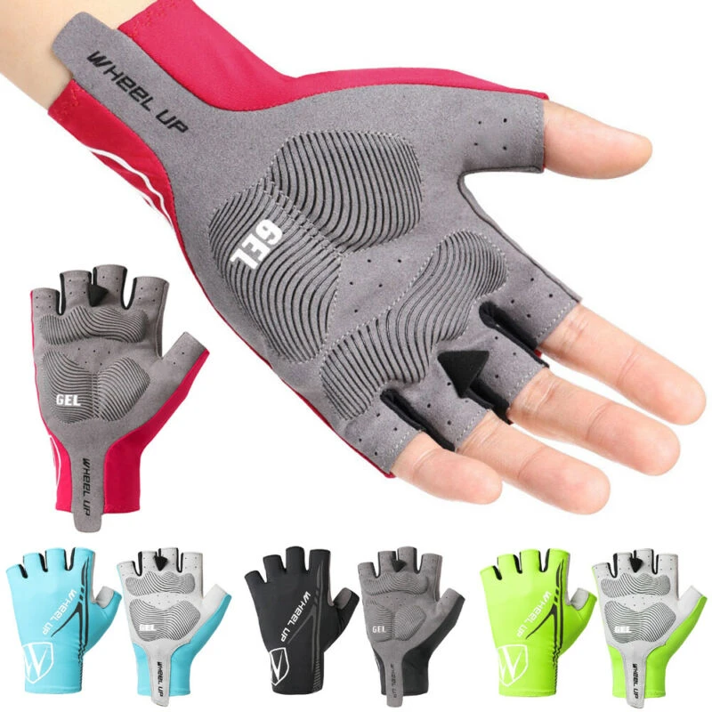 2021 Unisex Cyling Gloves wheelup Bike Cycling Gel Half Finger Wears Short Finger Outdoor Sport Glove Black Red Yellow