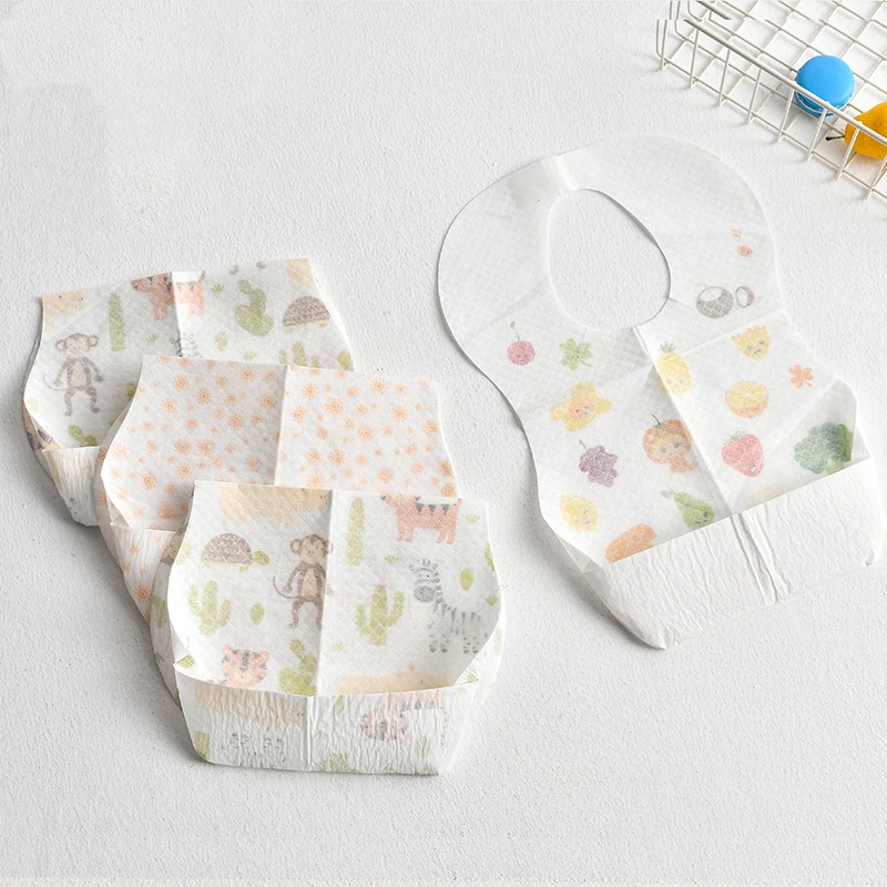 MAYA STEPAN 10 PCS Baby Disposable Bibs For Meals Baby Saliva Towels Children's Waterproof Feeding Bib Pockets Portable