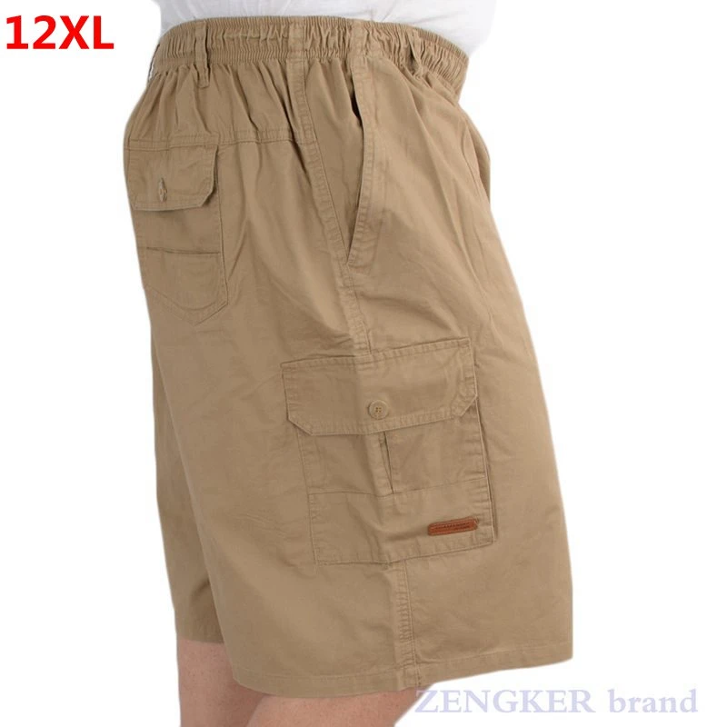 Summer plus size shorts cotton shorts high waist fat pants men's pockets with zipper beach pants 9XL 10XL 11XL 12XL