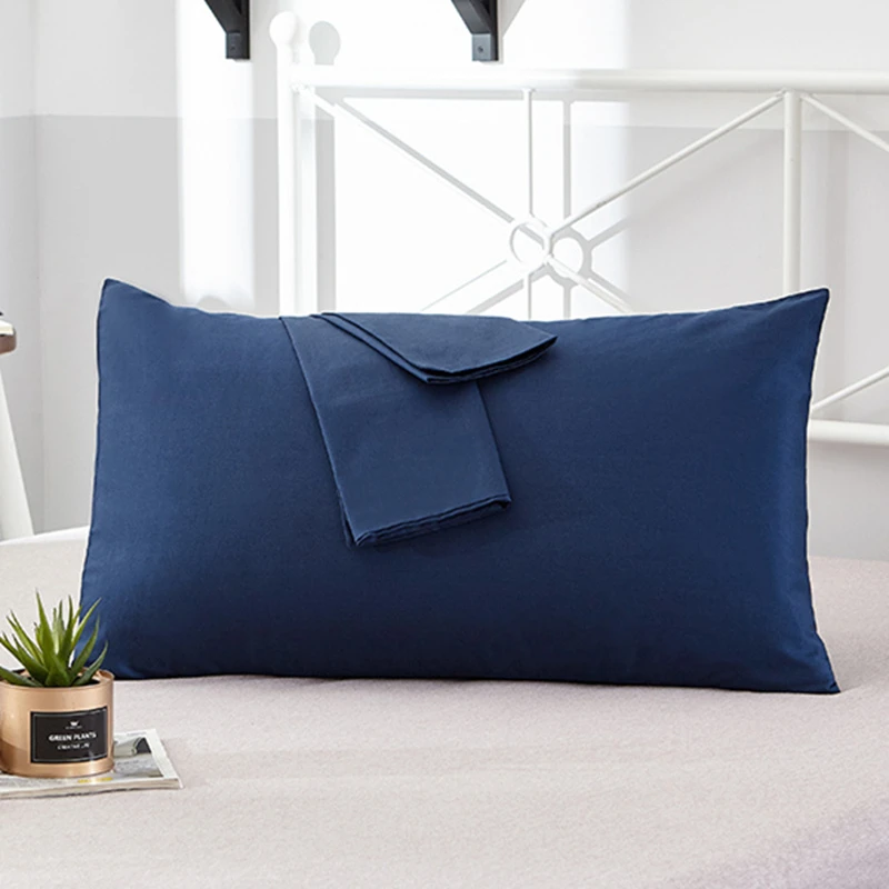 1pc 100% Cotton Solid Color Pillow Cover 48*74cm Rectangular Pink/Blue/Grey Pillowcase Bedding Pillow Case