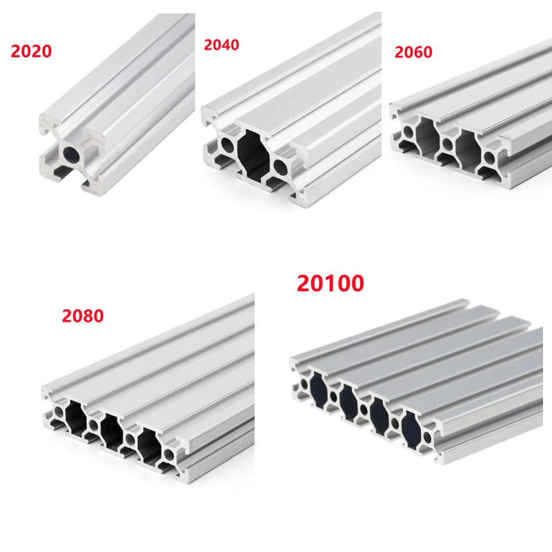 1/2pcs/lot 2020 2040 2060 2080 20100 Aluminum Profile Extrusion 100mm-500mm Length Linear Rail For DIY 3D Printer Workbench CNC