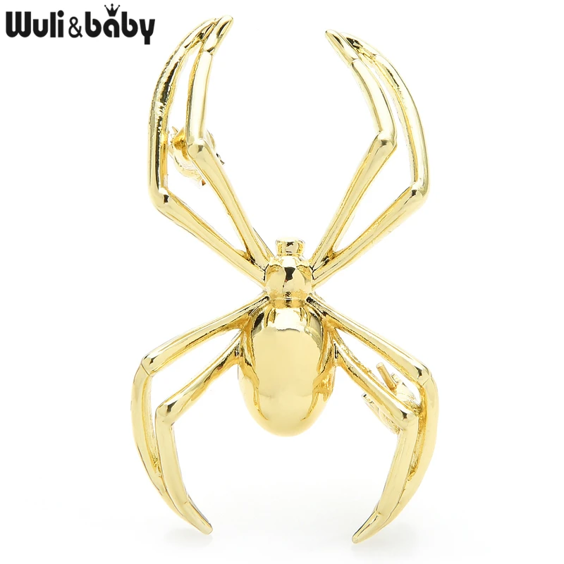 Wuli&baby 2-color Metal Spider Brooches For Women Men Classic Cute Insect Party Casual Brooch Pins Gifts