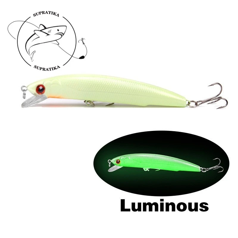 1Piece 120mm 17g Isca Artificial Minnow Luminous Bait Wobblers Crankbait With 2 Treble Hooks For Sea Fishing Lure Pesca