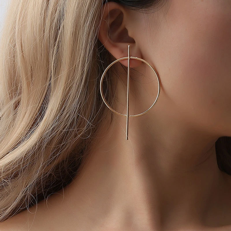 Metallic Large Circle Geometric Minimalist Style Nightclub Empasitic Black  Golden Drop Earrings Dangle Earrings For Women