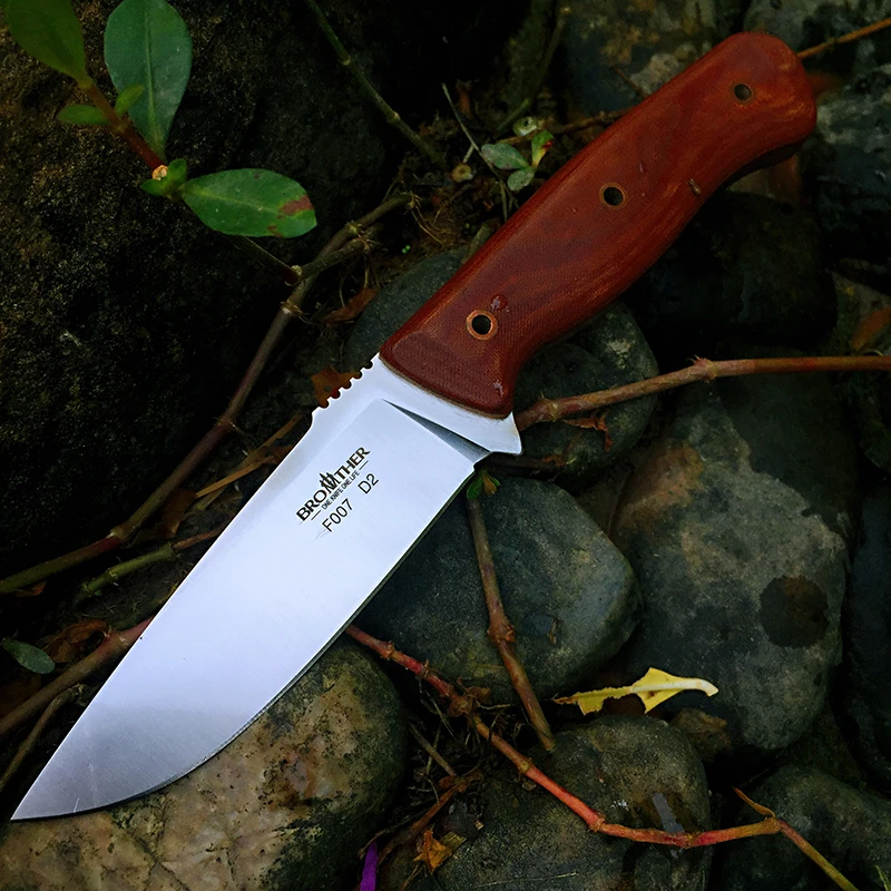 [BROTHER F007] 61HRC D2 blade Fixed Blade knife Bushcraft Knives Straight Tactical Hunting Camping high quality EDC tool