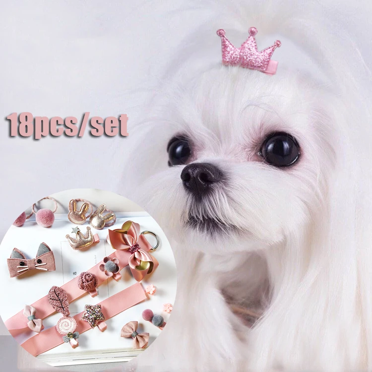 18pcs/set Hairpins For Dogs Pink Black Boy Girl Party Wedding Luxury Pet Grooming Hair Clip Accessories Cat Chihuahua Yorkies