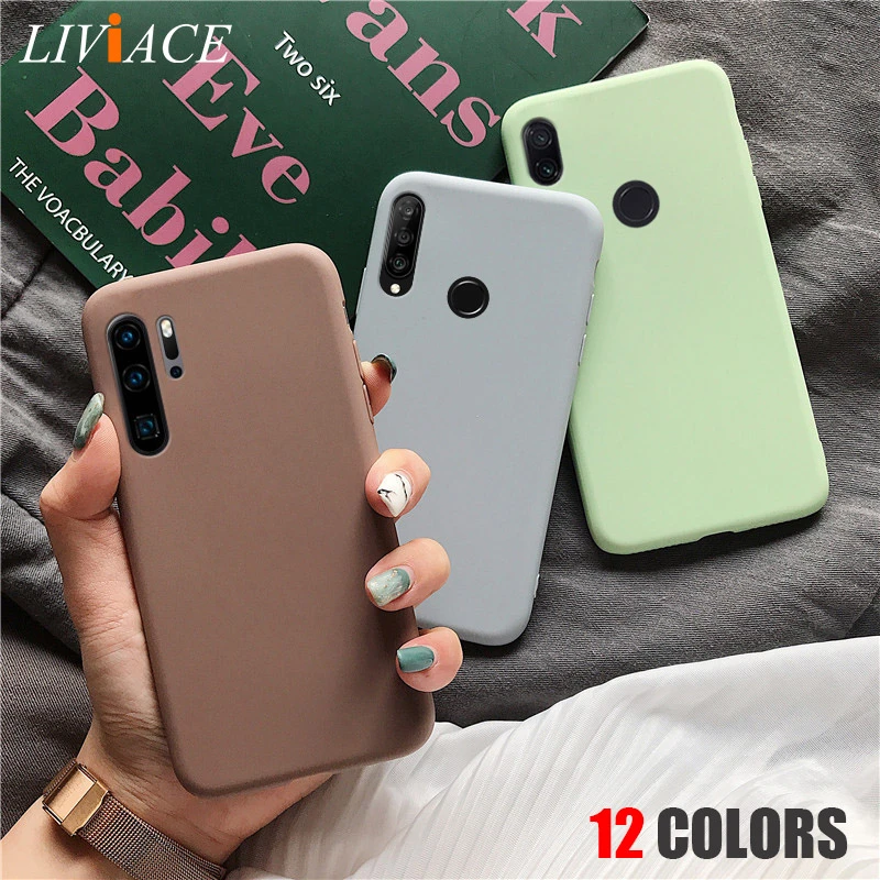 matte silicone phone case on for huawei P smart plus p20 p30 p8 p9 p10 lite 2021 2018 2019 candy color soft tpu back cover funda