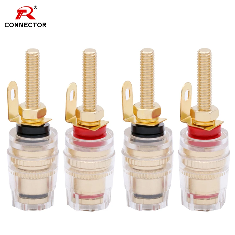 4PCS 4MM Binding Post HIFI Cable Terminals Gold Plated, Red+Black Color Binding Post Amplifier Speaker Connector,R Connector