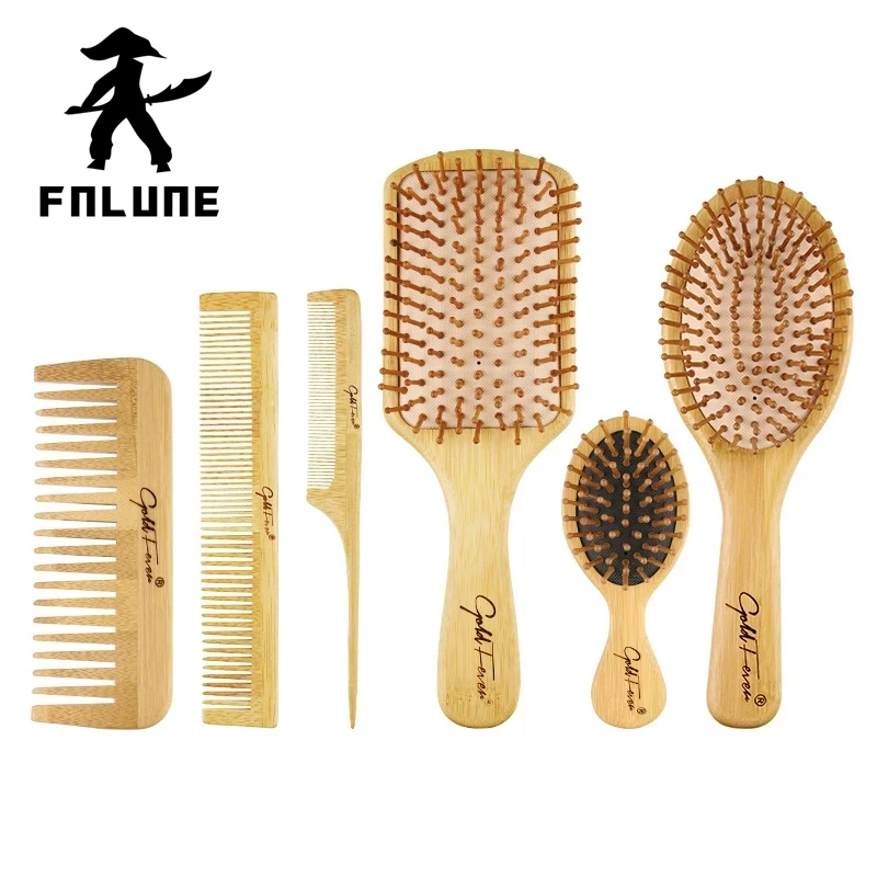 Wooden Bamboo Air Cushion Massage Comb Wide Tooth Double Head Flat Comb Pointed Tail Comb Professional Hair Salon Styling Comb