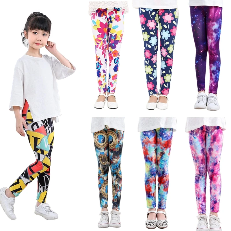 Girl Pants Soft Elastic Kids Leggings Floral Printed Girls Skinny Pants Trousers 1- 10 Years Children Trousers Summer Clothes