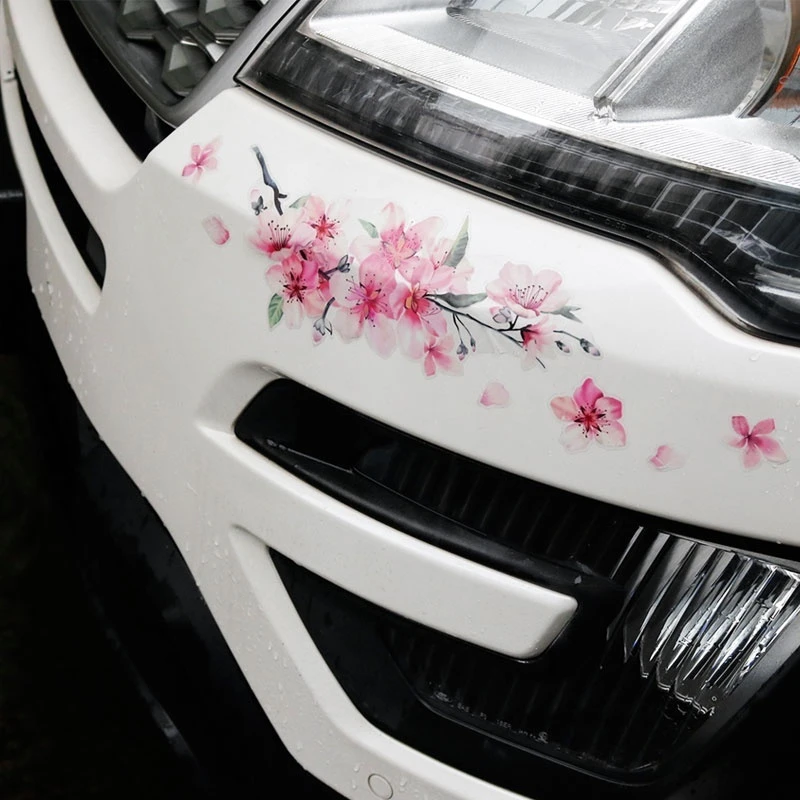 Cherry Blossom Floral Car Stickers Love Pink Auto Vinyl Deca Bumperl Window Ipad for Women Car Tuning Styling Accessories