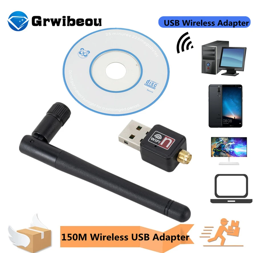 WiFi Wireless Network Card USB 2.0 150M 802.11 b/g/n LAN Adapter with rotatable Antenna for Laptop PC Mini Wi-fi Dongle